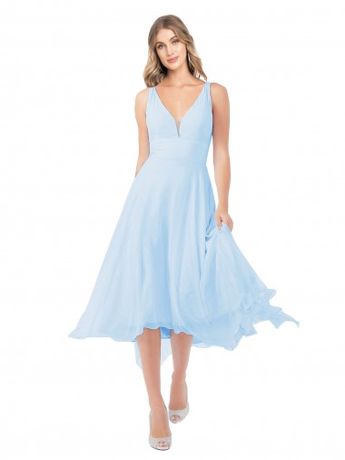 Buy Chiffon Midi Length Keyhole Back Cocktail Bridesmaid Dress UK