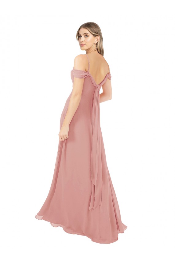 Buy Draped Shoulder Sash Back Chiffon Bridesmaid Dress UK