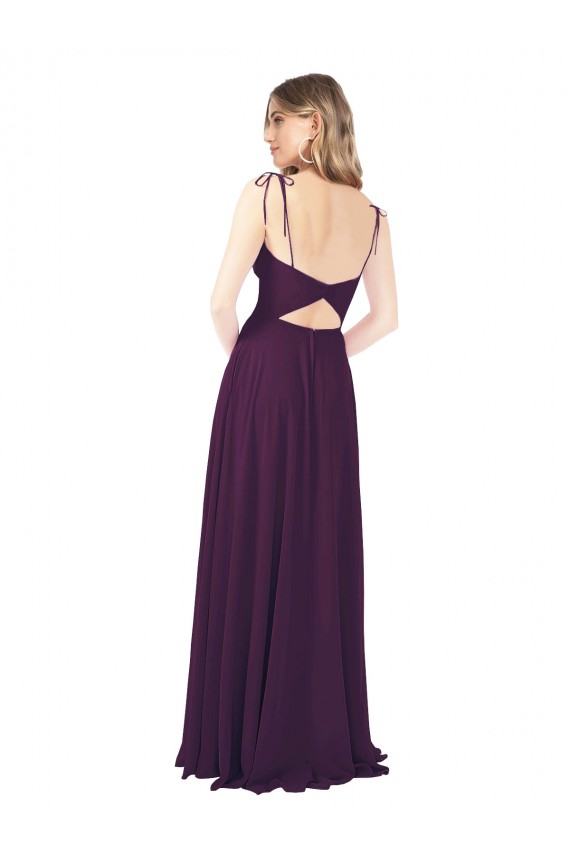 Buy Chiffon Bridesmaid Dress with Front Slit and Keyhole Back UK