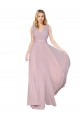 Buy Draped V-Neck Long Chiffon Bridesmaid Dress / Formal Prom Dress with Shirred Bodice UK