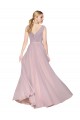 Buy Draped V-Neck Long Chiffon Bridesmaid Dress / Formal Prom Dress with Shirred Bodice UK
