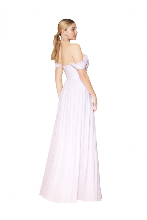 Buy Off the Shoulder Long Full Length Chiffon Bridesmaid Dress / Formal Prom Dress UK