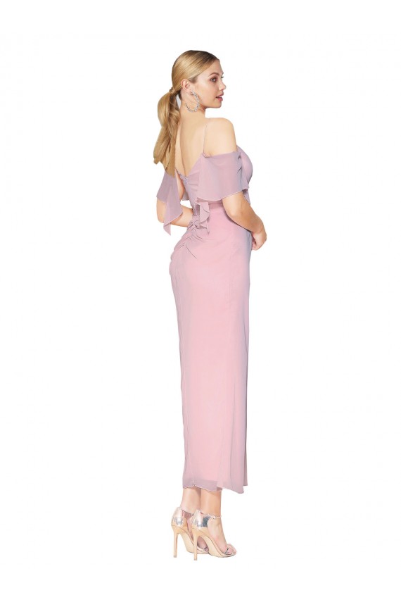 Buy Mermaid Cold Shoulder Short Knee Length Chiffon Bridesmaid Dress / Formal Prom Dress UK