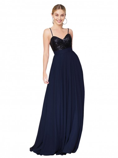 Buy Sweetheart High Neck Sequin Top Long Chiffon Bridesmaid Dress / Prom Dress UK