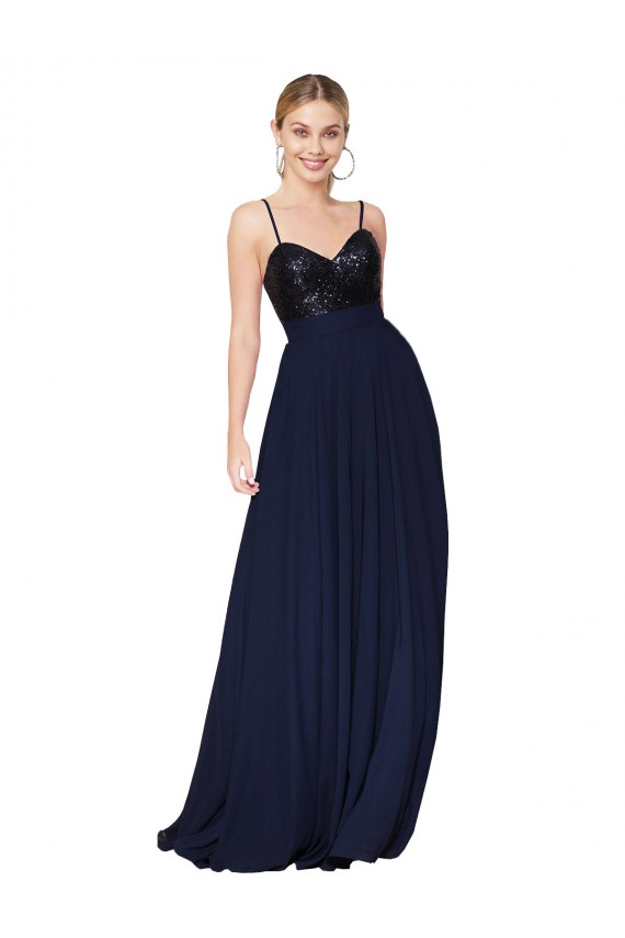 Buy Sweetheart High Neck Sequin Top Long Chiffon Bridesmaid Dress / Prom Dress UK