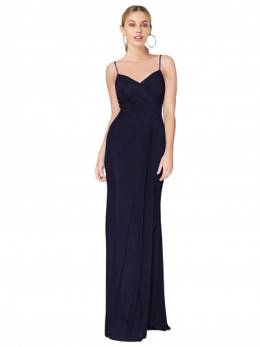 Buy Draped Spaghetti Straps Long Chiffon Mermaid Bridesmaid Dress / Formal Prom Dress UK