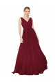 Buy Draped A-Line V-Neck Floor Length Chiffon Bridesmaid Dress / Formal Prom Dress UK