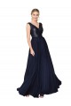 Buy High Neck V-Neck Long Chiffon Bridesmaid Dress / Prom Dress with Sequin Top UK