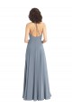 Buy Slim A-Line Cowl Neck Long Chiffon Bridesmaid Dress with Side High Slit UK