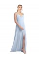 Buy Draped Cowl Neck Tied Straps Long Chiffon Bridesmaid Dress with Slit UK