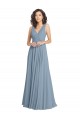 Buy Faux Surplice Bodice Long Chiffon Bridesmaid Dress with V-Neckline UK