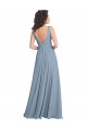 Buy Faux Surplice Bodice Long Chiffon Bridesmaid Dress with V-Neckline UK