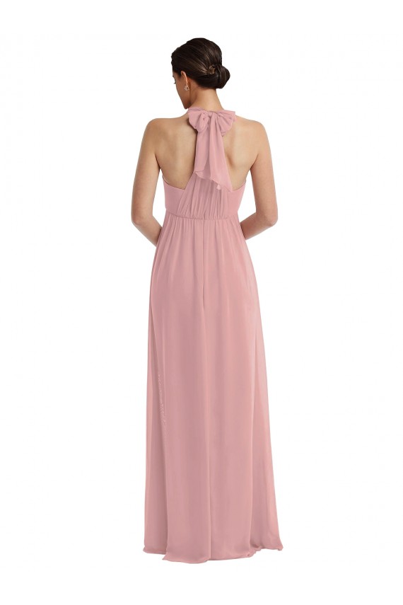 Buy Empire Waist Long Halter Maxi Bridesmaid Dress UK