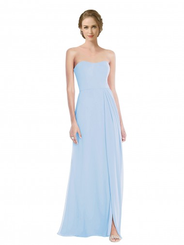 Buy Strapless Sweetheart Maxi Bridesmaid Dress with Pleated Front Slit UK