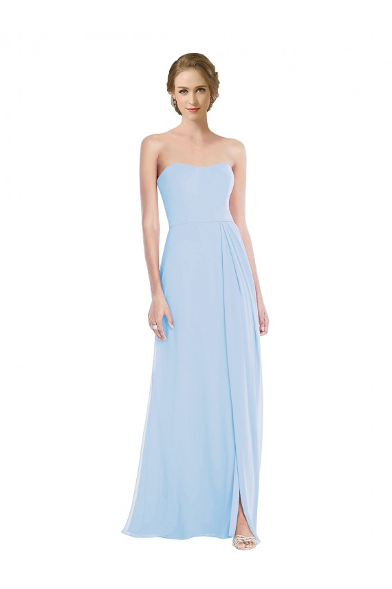 Buy Strapless Sweetheart Maxi Bridesmaid Dress with Pleated Front Slit UK