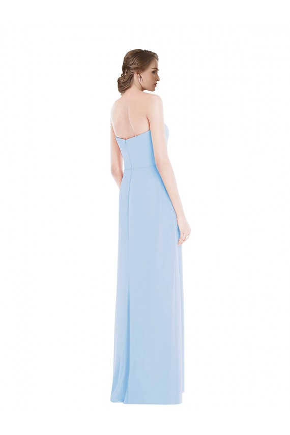 Buy Strapless Sweetheart Maxi Bridesmaid Dress with Pleated Front Slit UK