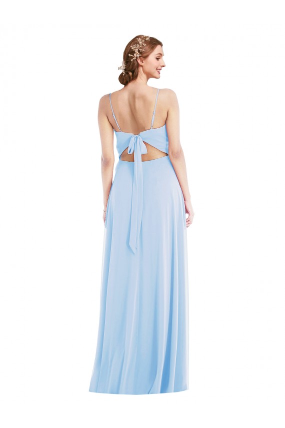 Buy Tie Back Cutout Maxi Formal Bridesmaid Dress with Front Slit UK