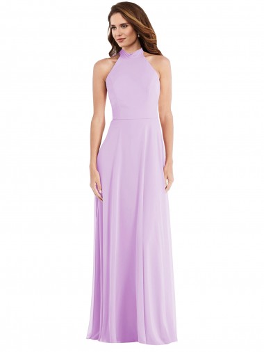 Buy High Neck Halter Backless Maxi Bridesmaid Dress UK
