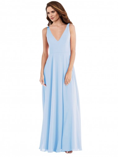 Buy Deep V-Neck Chiffon Maxi Bridesmaid Dress UK