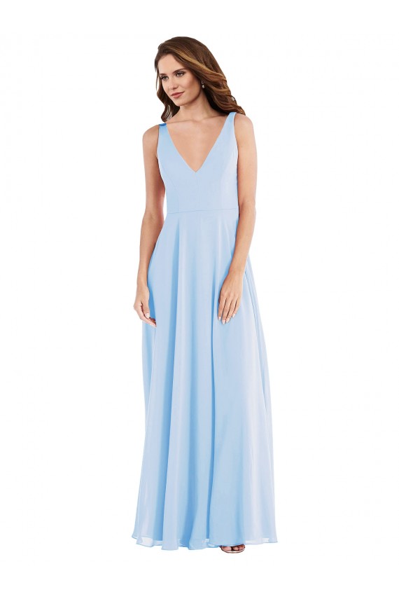 Buy Deep V-Neck Chiffon Maxi Bridesmaid Dress UK