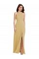 Buy Stand Collar Halter Maxi Bridesmaid Dress with Criss Cross Open Back UK