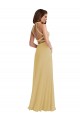 Buy Stand Collar Halter Maxi Bridesmaid Dress with Criss Cross Open Back UK