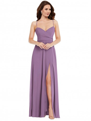 Buy Wrap Bodice Maxi Bridesmaid Dress with Front Slit UK