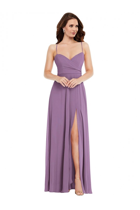 Buy Wrap Bodice Maxi Bridesmaid Dress with Front Slit UK