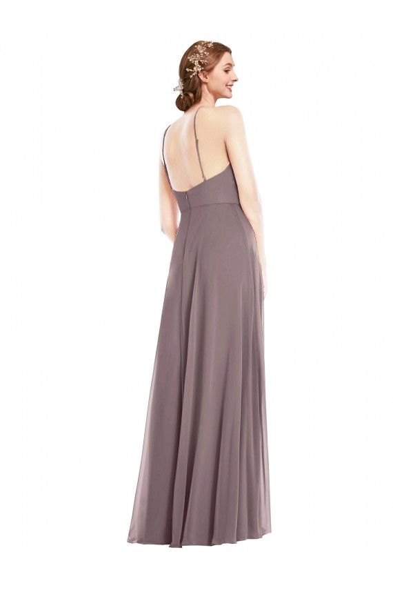 Buy Diamond Halter Maxi Formal Bridesmaid Dress with Front Slit UK