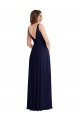 Buy Deep V-Neck Chiffon Maxi Bridesmaid Dress with Front Slit UK