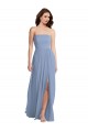 Buy Strapless A-Line Maxi Bridesmaid Dress with Front Slit UK