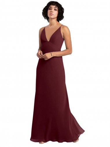 Buy Notched Neckline Empire Waist Chiffon Slip Bridesmaid Dress UK