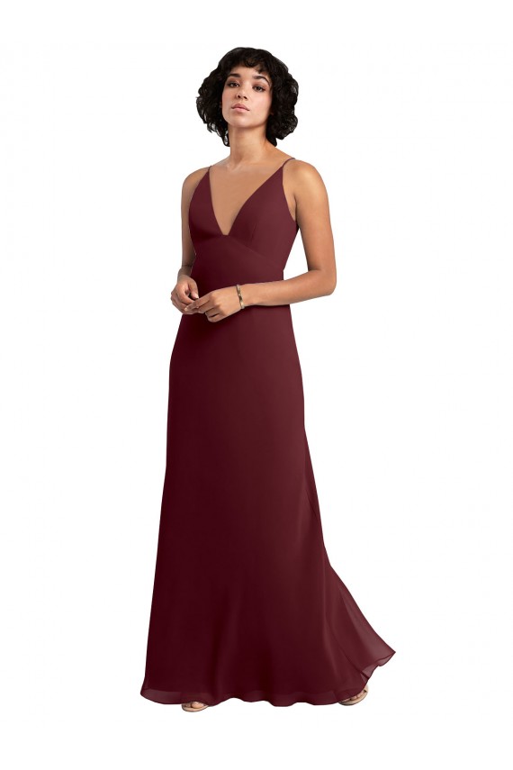 Buy Notched Neckline Empire Waist Chiffon Slip Bridesmaid Dress UK