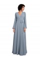 Buy Wrap Style Long Sleeves Chiffon Bridesmaid Dress with Pleated Bodice UK