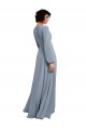 Buy Wrap Style Long Sleeves Chiffon Bridesmaid Dress with Pleated Bodice UK