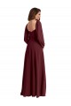 Buy Sheer Long Sleeves Chiffon Bridesmaid Dress with High Slit UK