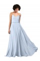 Buy V-Neck Blouson Waist Long Chiffon Bridesmaid Dress with Straps UK