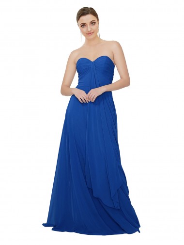 Buy Strapless Sweetheart Draped Chiffon Bridesmaid Dress UK