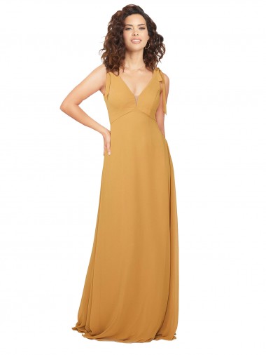 Buy Boho Chiffon Bridesmaid Dress with Tied Straps UK