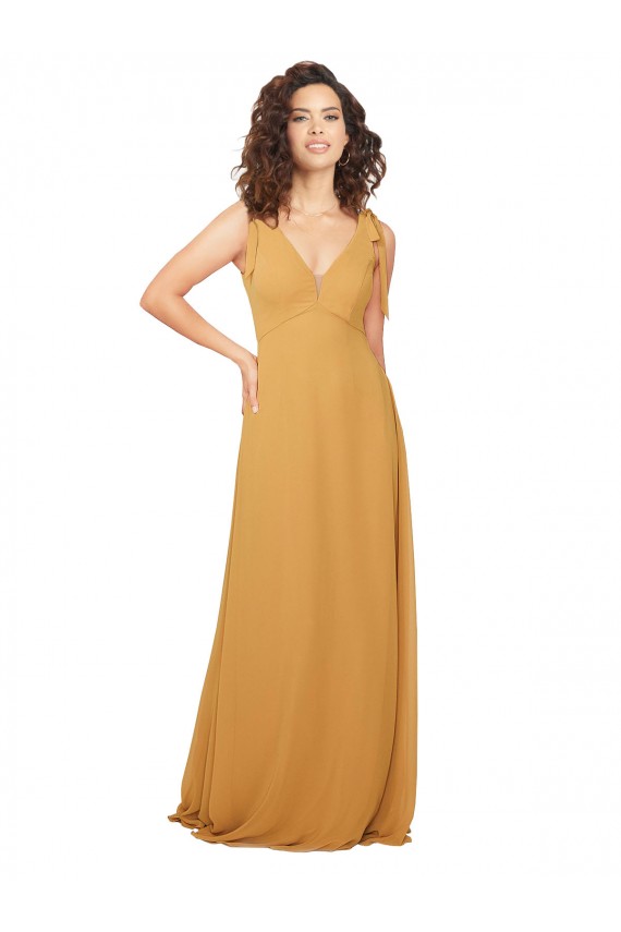 Buy Boho Chiffon Bridesmaid Dress with Tied Straps UK