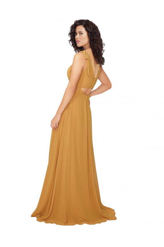 Buy Boho Chiffon Bridesmaid Dress with Tied Straps UK