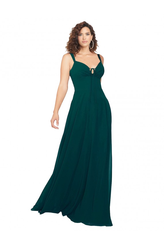 Buy Tied Bodice Sweetheart V-Neck Chiffon Bridesmaid Dress UK