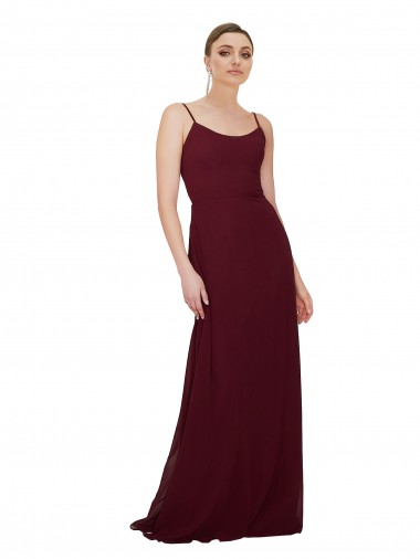 Buy Scoop Neck Tied Keyhole Back Chiffon Bridesmaid Dress UK