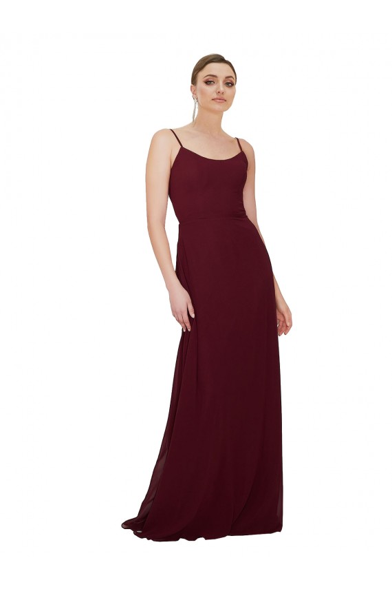 Buy Scoop Neck Tied Keyhole Back Chiffon Bridesmaid Dress UK