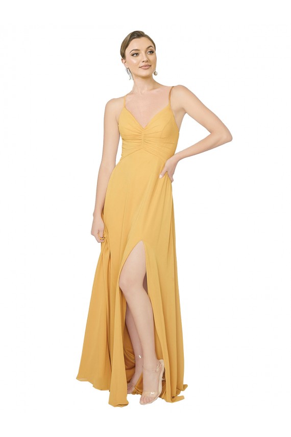 Buy Ruched Chiffon Bridesmaid Dress with Tie Back Detail UK