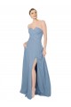 Buy Draped Sweetheart Chiffon Bridesmaid Dress with Front Slit UK
