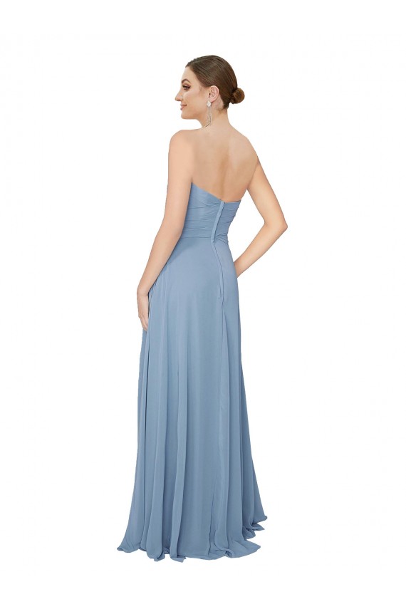 Buy Draped Sweetheart Chiffon Bridesmaid Dress with Front Slit UK