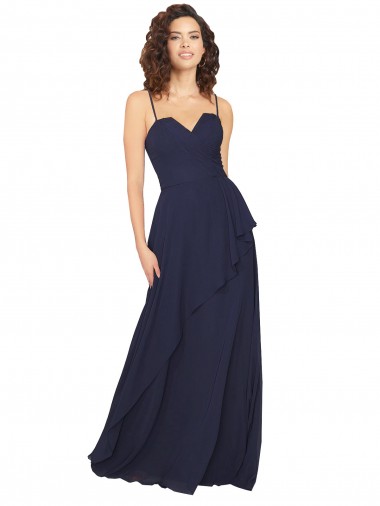 Buy Ruffled Skirt Low Back Long Chiffon Bridesmaid Dress UK