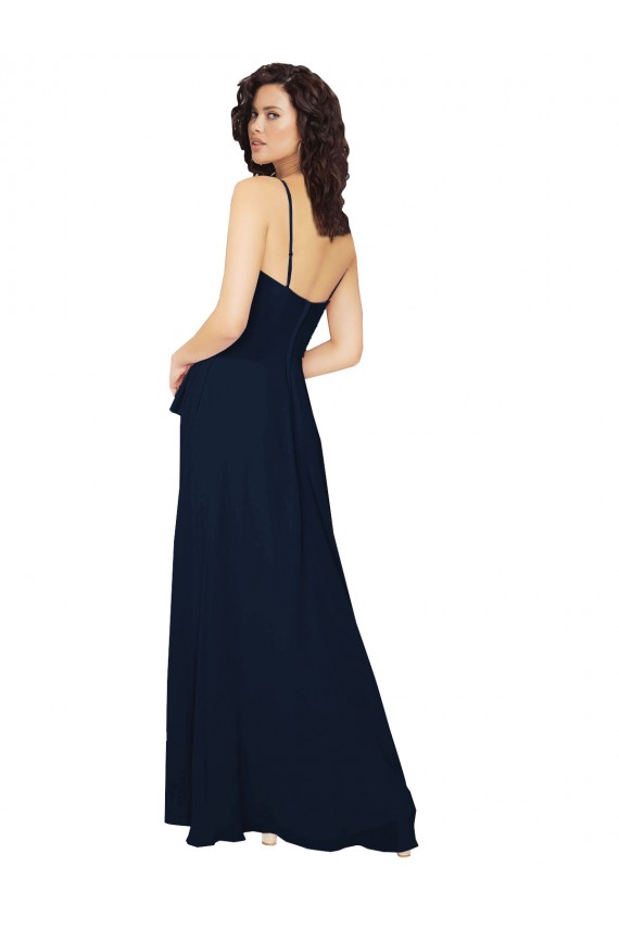 Buy Ruffled Skirt Low Back Long Chiffon Bridesmaid Dress UK