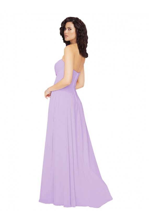 Buy Draped Sweetheart Long Chiffon Bridesmaid Dress with Front Slit UK